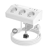 Tischsteckdose mit USB C PD 20W, 4000W/16A Steckdosenleiste Schreibtisch, STGAROT 3 Fach...