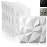 WANEELL - 3D Wandpaneele Diamond Design-12 Stück 50cm x 50cm Wandplatten (3qm) - Hochwertige PVC...
