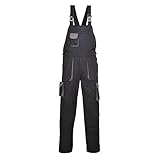 Portwest Portwest Texo Kontrast Latzhose, Größe: 4XL, Farbe: Schwarz, TX12BKR4XL