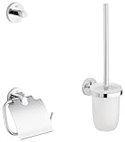 GROHE Essentials Accessoires Bath (WC-Set 3 in 1, Material: Glas / Metall) chrom, 40407001, Rund,...