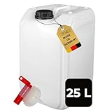 ABACUS® 25 Liter Wasserkanister Natur | Chemiekanister | Auslaufhahn und Deckel (DIN 61) |...