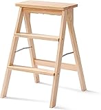 Klappbarer Tritthocker für Erwachsene und Senioren, 3-stufige tragbare Holzleiter, maximale...