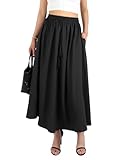 BALAYSIER Midi Rock Damen Sommer mit Taschen Rock A Linie Damen mit Kordelzug Einfarbig Elegante...