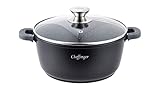 Cheffinger Kochtopf Aluguss Induktion Ø24cm Suppentopf Pfanne Topf Deckel Brattopf Schwarz, CF-DC24...