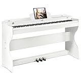 MUSTAR Digital Piano 88 Tasten, E Piano weiß, Elektrisches Klavier mit Klavierständer, 3 Pedale...