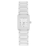 JewelryWe Damen Armbanduhr Quarz Analog Rechteckig Ceramic Keramik Band Partner Freundschafts Uhr...