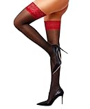 RSLOVE Halterlose Strümpfe Damen Sexy - Spitze Strapsstrümpfe Nylonstrümpfe mit Rutschfestem...