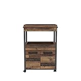 FORTE HOME BAR Barschrank mit Rollen und 2 Türen, Holzwerkstoff, Old Wood Vintage / Betonoptik...