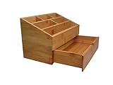 hausleben Schreibtisch Organizer aus nachhaltigem Bambus | 6 Fächer | mit Schublade |...