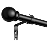 PeSenp Gardinenstange Schwarz 76-228cm,16 mm Ausziehbare Vorhangstange Mit Rundkappen,...