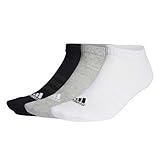adidas Unisex Cushioned Low-Cut Socks 3 Pairs, Medium Grey Heather / White / Black, 6.5-8
