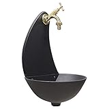 Wandbrunnen Modell Luna Farbe grau Gusseisen mit Wasserhahn Modell 303L aus poliertem Messing für...