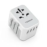 TESSAN Reiseadapter Weltweit, Universal Reisestecker mit 3 USB, 1 USB C und 1AC Steckdose,...