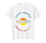 Boot Waves Sun Rays Lake Days Cute Retro 80s Summer Vacation T-Shirt