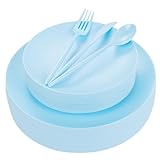 ejonirinjonir EI 150 blaue Kunststoffteller, Einwegteller, hellblau, für Babyparty,...