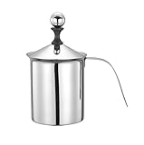 WUTIANBAO Milchaufschäumer für Kaffee Manueller Milchaufschäumer, Edelstahl-Handpumpe,...