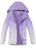 SERENYOU Regenjacken Mädchen Übergangsjacke Fleecegefütterte Windjacke Kapuzen Regenmantel...
