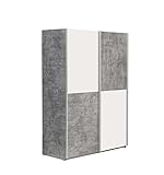 FORTE Lupo Schwebetürenschrank, Holzwerkstoff, Betonoptik Grau mit Weiß , B x H x T: 120 x 190,5 x...