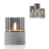 Schlaraffenland LED Kerze Gracia klein Ø8x10 cm aus Glas-Zement | Grau | Timerfunktion |...