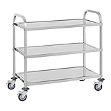 Royal Catering RCSW 3A Servierwagen Küchenwagen (3 Etagen, Tragfähigkeit 150 kg, Tablettabstand...