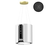 FIREGAS Inselhaube, Dunstabzugshaube mit Umluft/Abluft, 480 m³/h, Edelstahl, Deckenmontage,...