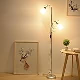 Helle Stehlampe - Stehleuchte mit Doppelknopfschalter für Schlafzimmer und Arbeitszimmer, ideal...