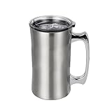 Vakuumisolierte Edelstahl-Bierbecher, 600 ml, Thermobecher mit Verschlussdeckel für Kaffee, heiße...