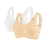 2er-Pack BHs für Damen, bügellos, nahtlos, bequem, gerippt, Sport-BH, weiche Unterstützung, volle...