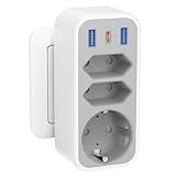 6 in 1 Mehrfachstecker mit 1 PD20W USB C, 4000W/16A 3 Fach Mehrfachsteckdose mit 3 USB...