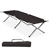 CampFeuer Feldbett | Schwarz | Belastbar bis 200kg | 210 x 82,5 x 45 cm | Campingliege, Sonnenliege,...