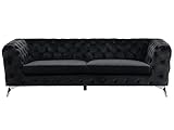 Beliani Klassisches Polstersofa Samtstoff Chesterfield Style schwarz Sotra