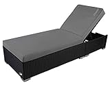 RS Trade Sonnenliege Palermo Schwarz/Grau - Outdoor Liege mit beständigem Poly-Rattan-Geflecht -...