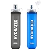 SLUXKE 500ml Faltbare Trinkflasche Set von 2, Faltbare Wasserflasche TPU Soft Flask, Leichte,...