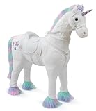 ELLA & PIET® Großes XXL Stehpferd Einhorn Snow mit Sattel (Weiß-Pastell) Steheinhorn Standpferd