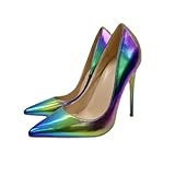 WRTYBHKOLUS Damen Pumps 12cm Farbiges PU Material Geschlossen Stiletto High Heels Ladies Spitz High...