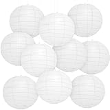 Encham Papierlaternen Weiß 30CM Groß 10 Stück Lampions Rund Lampenschirme für Hochzeitsdeko...