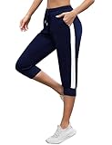 Jezonga Caprihose Damen Jogginghose 3/4 Sporthose Baumwolle Sommer Freizeithose Trainingshose mit...