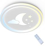 Anten Moonpie I 24W LED Deckenlampe Kinderzimmer I Deckenleuchte Mit Fernbedienung I Weiß I 4,5 cm...