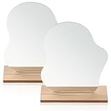 KUIZHEN Acryl Schminkspiegel, 2er Set Kosmetikspiegel mit Holzsockel Rahmenlose Unregelmäßiger...