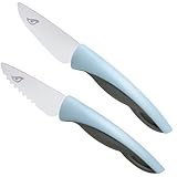 Kindermesser 2-teiliges Küchenmesser-Set zum Schneiden Krokodil Blau grau, Edelstahl, Perfekte...