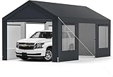GYMAX Garagenzelt 5,95 x 3 m, extra großes Carport mit 8 abnehmbaren Seitenwänden & PE-Abdeckung,...