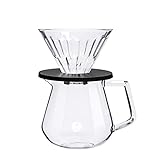 XFHuanHai Pour Over Kaffeebereiter-Set mit Glasfilter 360 ml Karaffe aus hohem Borosilikatglas...