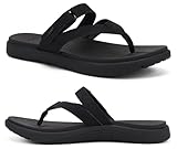 COFACE Flip Flops Damen Orthopädische Leder Stoff Leicht Zehentrenner Frauen Bequeme...