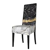 YzgWjBhd Stuhlhussen aus schwarzer Weißgoldfolie, Marmor, bedruckt, Stretch-Stuhl-Sitzbezüge mit...