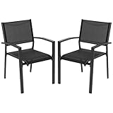 Avestar 2er-Set Gartenstühle stapelbar, atmungsaktiv, aus Textilene-Gewebe und Pulverbeschichteter...