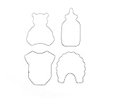 BekkiB 88499 - 4er Set Keksausstecher 'Baby' - Teddy, Babyflasche, Babylatz & Babybody als...