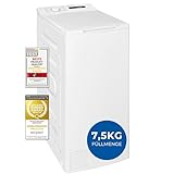 Exquisit Toplader Waschmaschine, 7,5kg Füllmenge, Waschmaschine schmal, Energieklasse A, 1200...