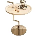 NASTYA Moderner Couchtisch Runder Beistelltisch, Weißer Couchtisch für Wohnzimmer, Nachttisch,...