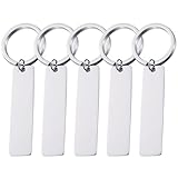 BCOATH Edelstahl Schlüsselanhänger 5 Stück Blanke Selbstgemacht Rechteck Anhänger mit Glatter...