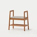 Cherry Schuhregal für den Eingangsbereich, Bank mit Sitzkissen, Massivholz, 2-stöckig, kleiner...